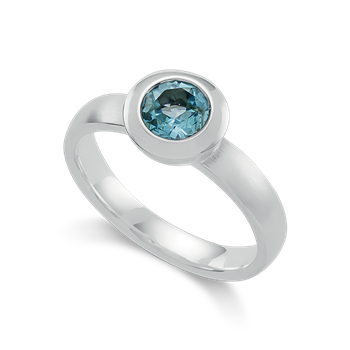 925/- Rh. Ring blå topas 0,92,ct mat/pol from Bastian Inverun