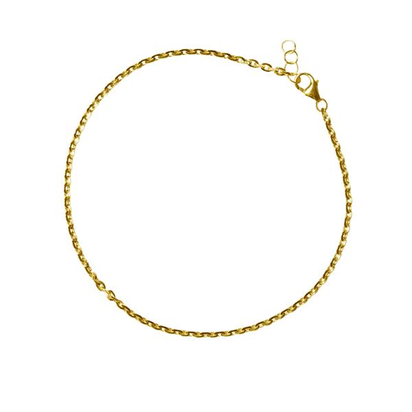14kt gold bracelet with uniform chain links, clasp closure, and extension chain for adjustable length.