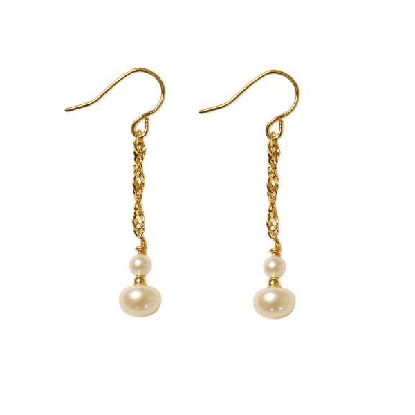 18kt øreringe med Hvide Ferskvandsperler Pr.par from San - Links of Joy