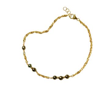 14kt armbånd med Sorte Ferskvandsperler 20+1cm from San - Links of Joy