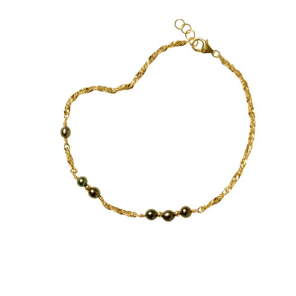 18kt armbånd og halskæde med Sorte Ferskvandsperler 45cm from San - Links of Joy