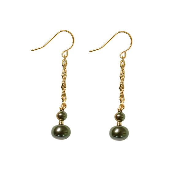 18kt øreringe med Sorte Ferskvandsperler Pr.par from San - Links of Joy