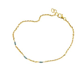 Armbånd eller halskæde i 14kt guld med Facetterede Grøn/Blålige Diamanter 38cm from San - Links of Joy