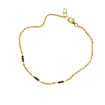 Armbånd eller halskæde i 14kt guld med Facetterede Sorte Diamanter 38cm from San - Links of Joy