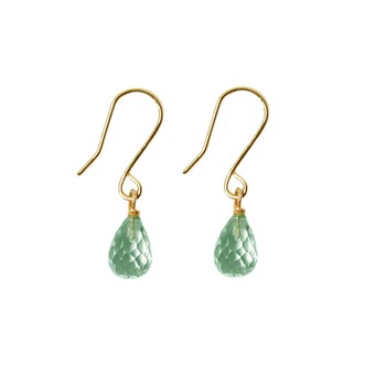 14k Earrings w.Faceted Green Amethyst 14karat  from San - Links of Joy