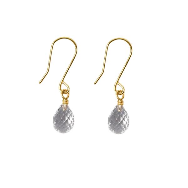 14K Earrings w.Faceted Mountain Crystal 14karat  from San - Links of Joy