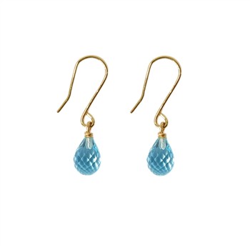 14K Earrings w.Faceted Blue Topas 14karat  from San - Links of Joy
