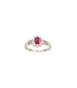 Ring 14 karat roset ring rubin 0,48 carat med brillant 0,14 WSI from L&G