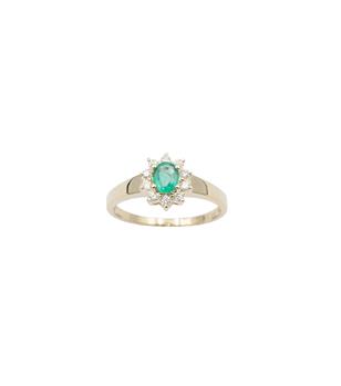 Ring 14 karat guld roset smaragd 0,27carat - brillanter 0,15 carat WSI from L&G