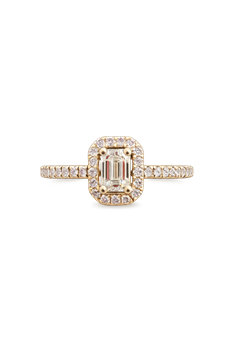 Ring SQUARE 14 karat med smaragd slib 0,25 carat og brillnater rundt og ned på ring skinne 0,15 carat WSI from L&G