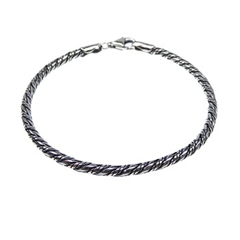 3mm Rævekæde/Twistet i Let Oxyderet Sterlingsølv Armbånd & Halskæde Letoxyderet 21cm from San - Links of Joy