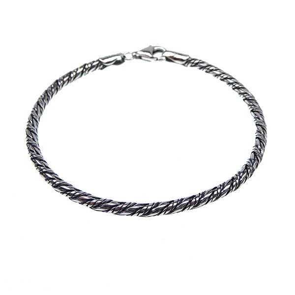 3mm Rævekæde/Twistet i Let Oxyderet Sterlingsølv Armbånd & Halskæde Letoxyderet 21cm from San - Links of Joy