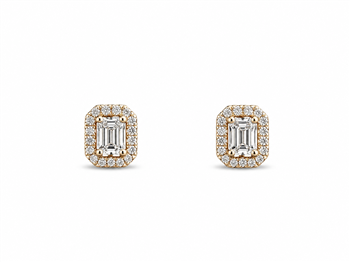 Ørestikker 14 karat SQUARE smaragd slib 0,48 carat med 0,15 brillanter rundt WSI from L&G
