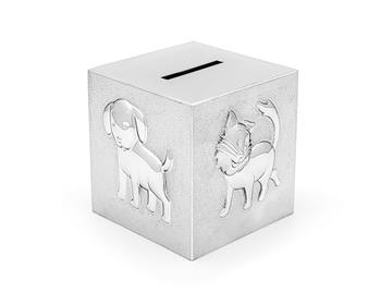 Sparebøsse Cube Pets i sølvfarve from Noa Kids
