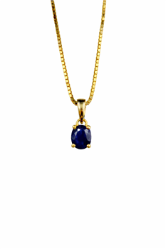Vedh. 14 karat safir 3,5x4,5mm m/sølvforg. kæde from L&G