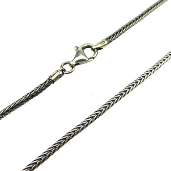 2,1mm Rævekæde i Let Oxyderet Sterlingsølv Armbånd & Halskæde 23cm from San - Links of Joy