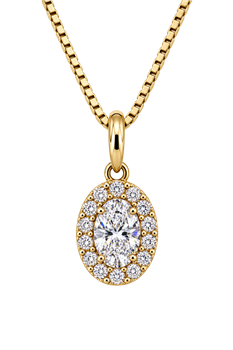 Vedhæng 14 karat ELEGANCE oval brillant 0,30 carat + 0,22 brillanter rundt WSI med sølv forgyldt kæde from L&G