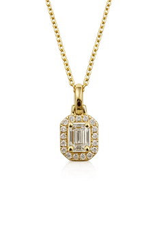 Vedhæng 14 karat SQUARE smaragd slib 0,26 carat brillanter rundt 0,06 carat WSI from L&G