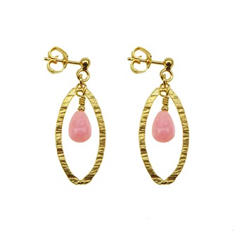 Øreringe - Forgyldt m.Pink Opal Pr.par from San - Links of Joy