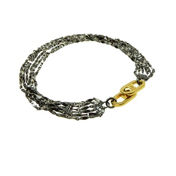 Armbånd & halskæde - Oxyderet m.Forgyldt Magnetlås 21cm from San - Links of Joy