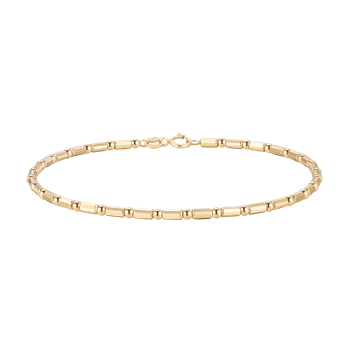 Gold bracelet with cylindrical and spherical links, alternating design, and circular clasp from Støvring.