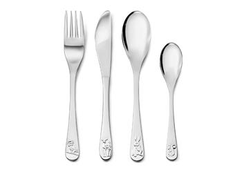 Børnebestik, 4 stk., skovdyr, rustfrit stål from Noa Kids