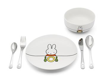 Miffy-middagsstel, 6 dele, porcelæn / rustfrit stål from Noa Kids