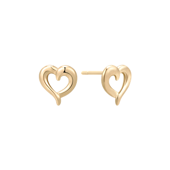 Gold heart-shaped earrings with a smooth, polished finish and an open center design.