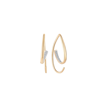 14 kt hoop earrings with 0.04 ct W/SI diamonds
