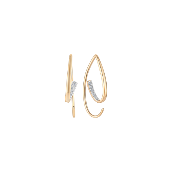 14 kt hoop earrings with 0.04 ct W/SI diamonds