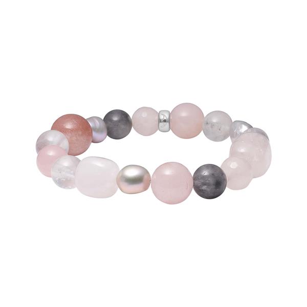 Rosaquartz, grå cloudy quartz, sol sten, fvkp. armbånd from Heinzendorff