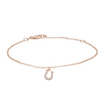 Rosaforgyldt sølv armbånd m/hestesko cz 7mm 17+3 from Siersbøl