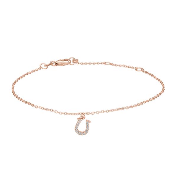 Rosaforgyldt sølv armbånd m/hestesko cz 7mm 17+3 from Siersbøl