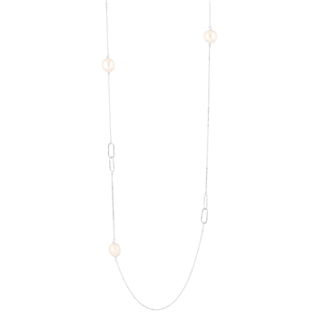 Rhd. sølvkæde BAROQUE52 led + ferskv.perle 95cm from Nordahl