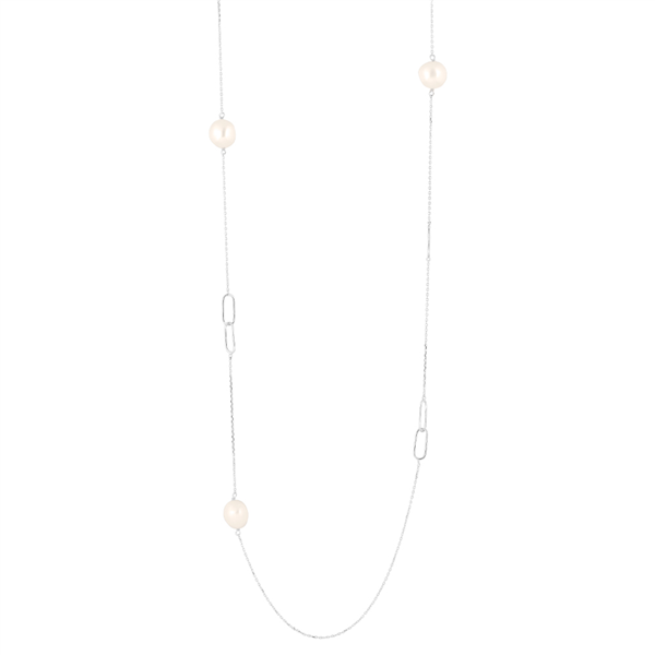 Rhd. sølvkæde BAROQUE52 led + ferskv.perle 95cm from Nordahl