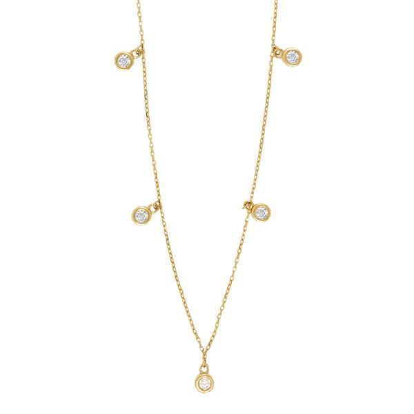 8kt. guldhalskæde m/5 cz i rørfatning from Siersbøl