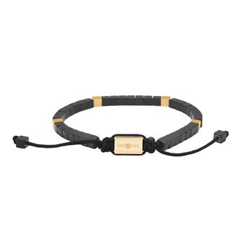 SON armbånd mat sort hematit og stål IP gold from Son of Noa
