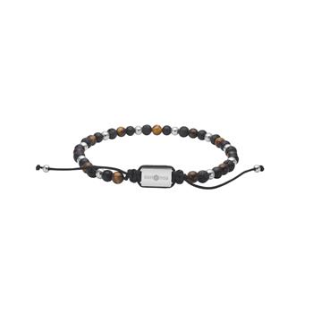 SON armbånd sort agate/lava/tigerøje og stål 4mm, 19-25cm from Son of Noa