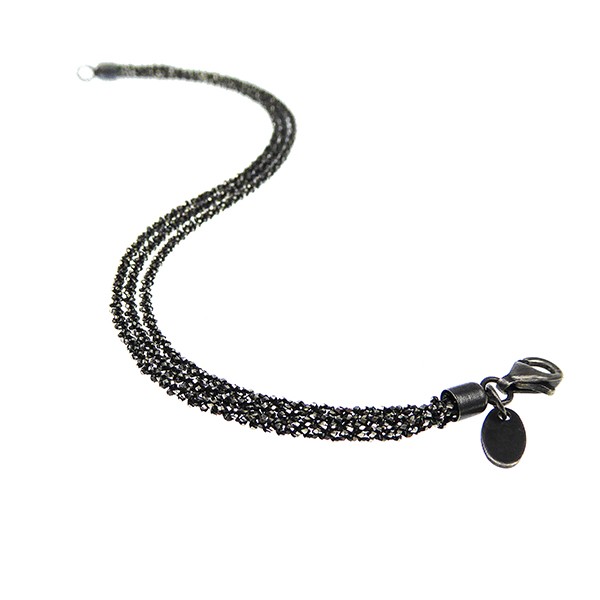 Armbånd & Halskæde - 3 rækket DiamondCut & Oxyderet 19cm from San - Links of Joy