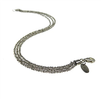 Armbånd & Halskæde - 3 rækket DiamondCut & Rhodineret 22cm from San - Links of Joy