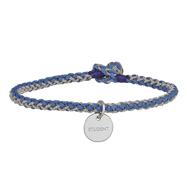 Håndflettet armbånd 16,5cm STUDENT blå sølv  from Nordahl