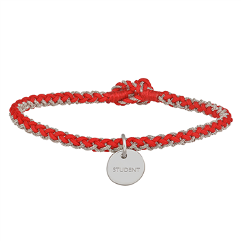 Håndflettet armbånd 16,5cm STUDENT rød sølv  from Nordahl