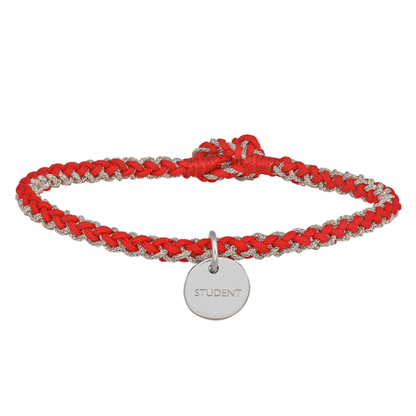 Håndflettet armbånd 16,5cm STUDENT rød sølv  from Nordahl