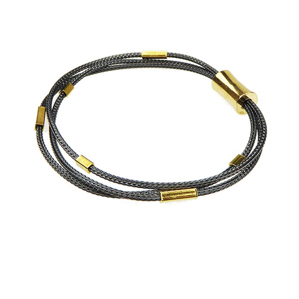 Armbånd & halskæde - 3 rk.rævekæde med Magnetlås & Sort oxyderet/Forgyldt 40cm from San - Links of Joy
