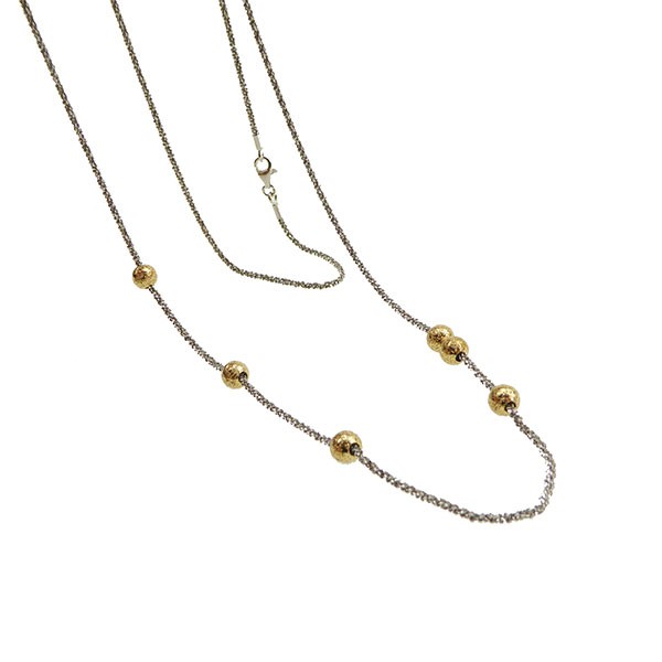 Halskæde - Lang kæde 70-90cm Rhodineret/forgyldt m. 6 stk Magic Beads Ø6mm 80cm from San - Links of Joy