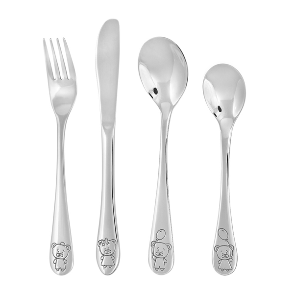 Rustfrit stål bestik m. bamser from Noa Kids