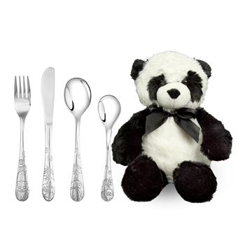 Rustfrit stål bestik m. panda inkl. bamse from Noa Kids