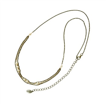 Halskæde i sterlingsølv m.9kt guld & ferskvandsperler 42+8cm from San - Links of Joy