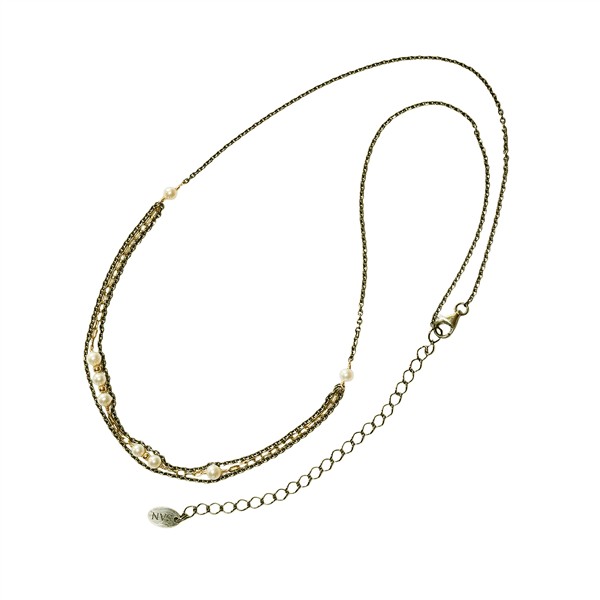 Halskæde i sterlingsølv m.9kt guld & ferskvandsperler 42+8cm from San - Links of Joy