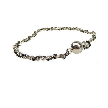 Armbånd & halskæde 2 rk.sort/rhodineret m.Magnetlås 21cm from San - Links of Joy